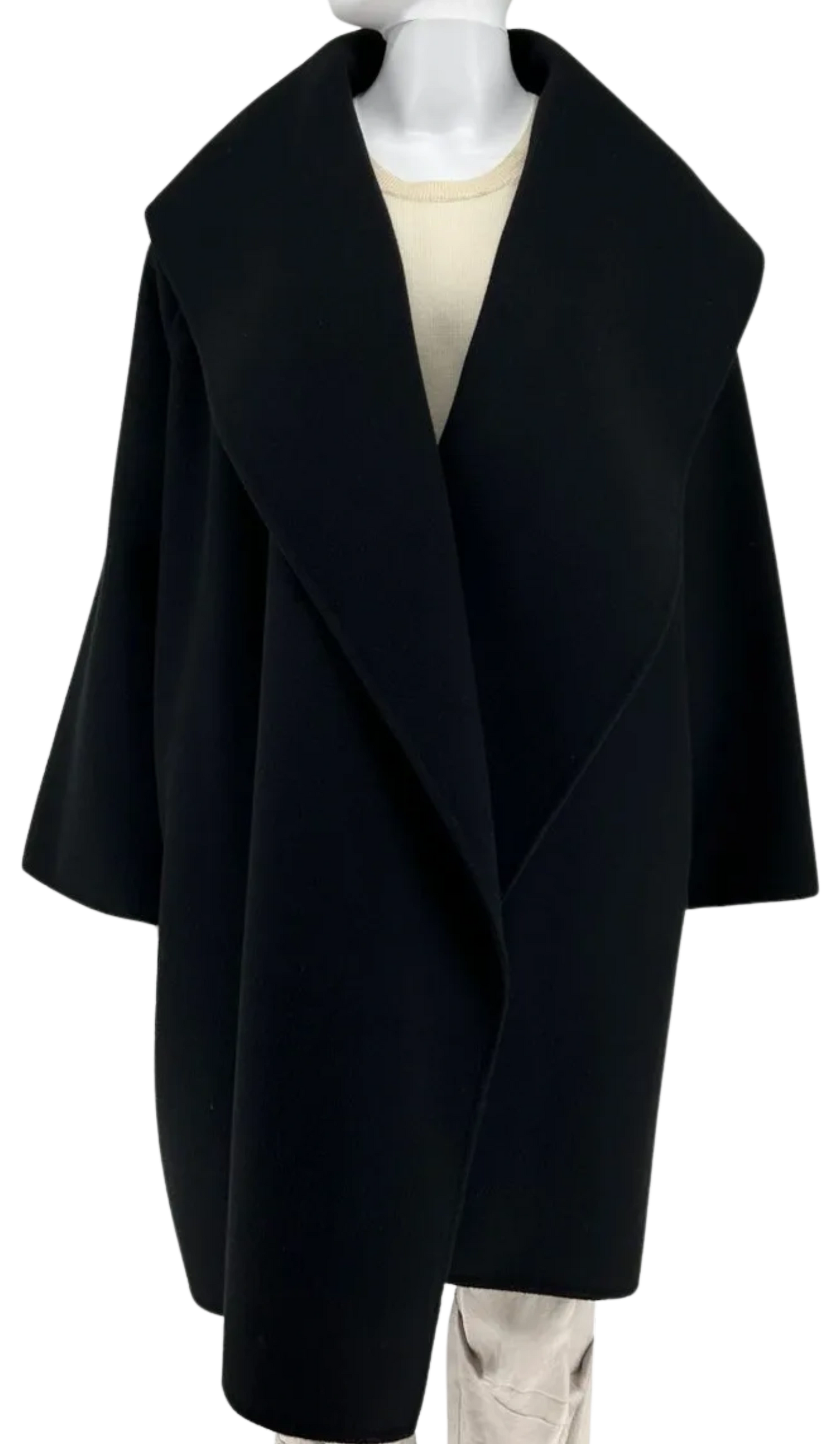 Bottega Veneta Double-faced Black Cashmere Shawl Collar ¾ length Coat/Jacket - Size 38