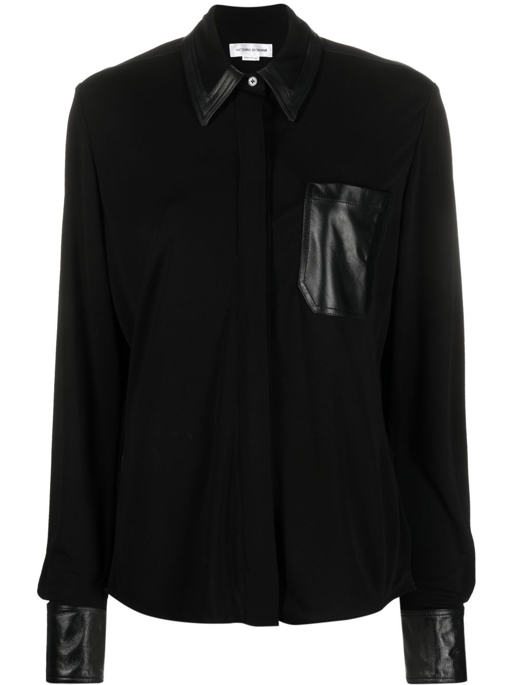 Victoria Beckham leather accent shirt