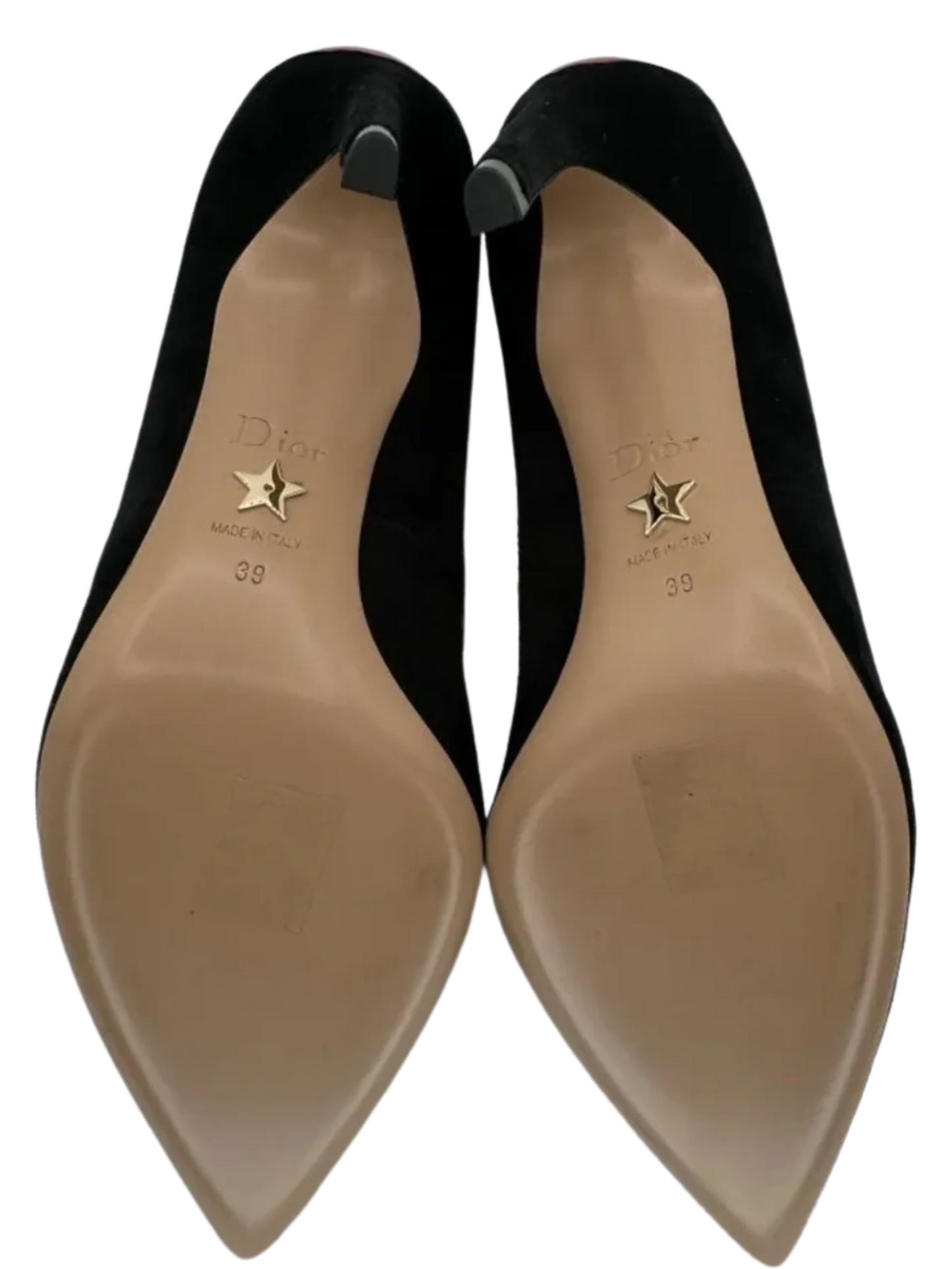 Dior "Dioramour" Heart adorned embroidered suede pumps Size 39