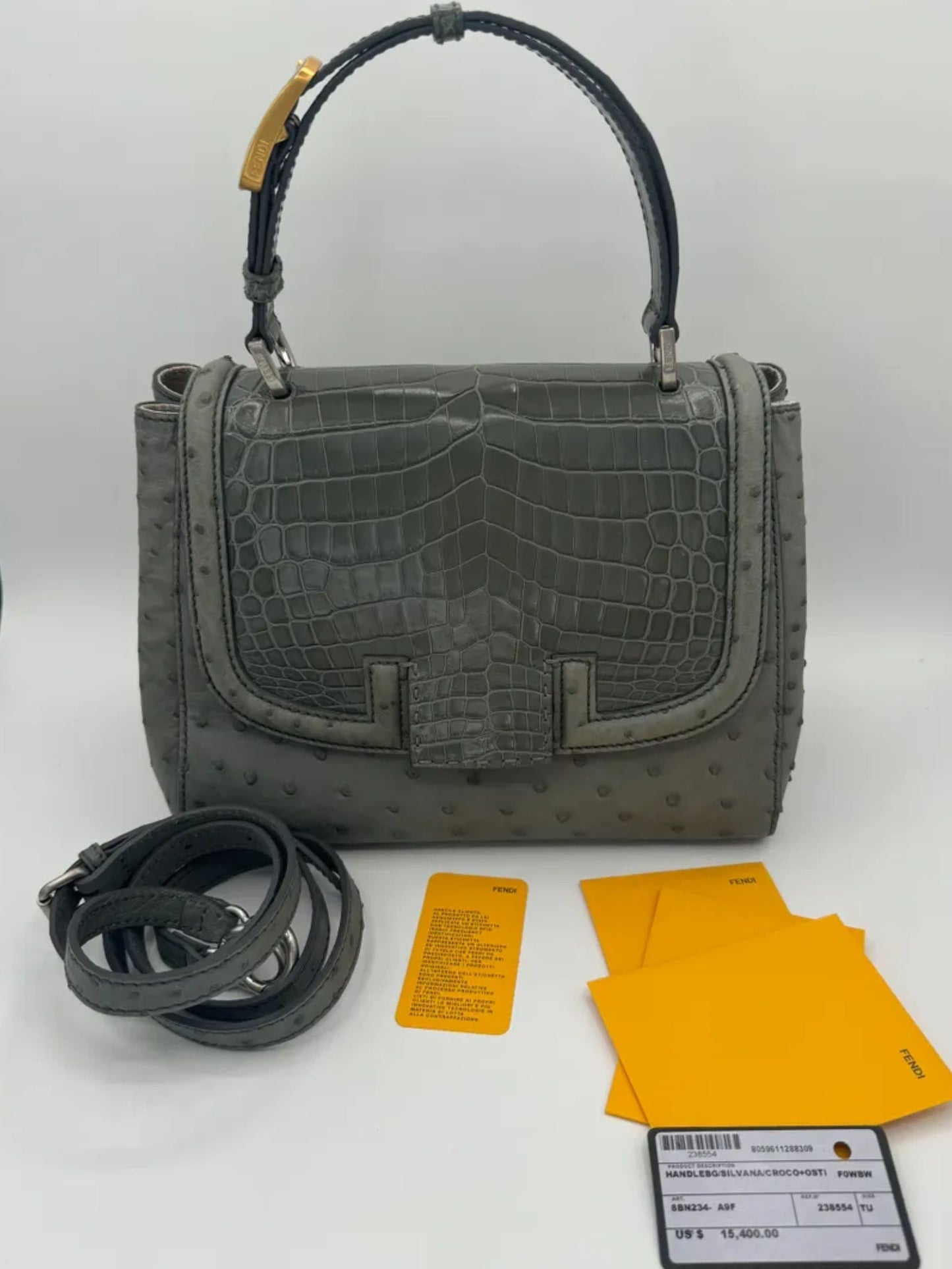 Fendi “Silvana” Crocodile/Ostrich handbag