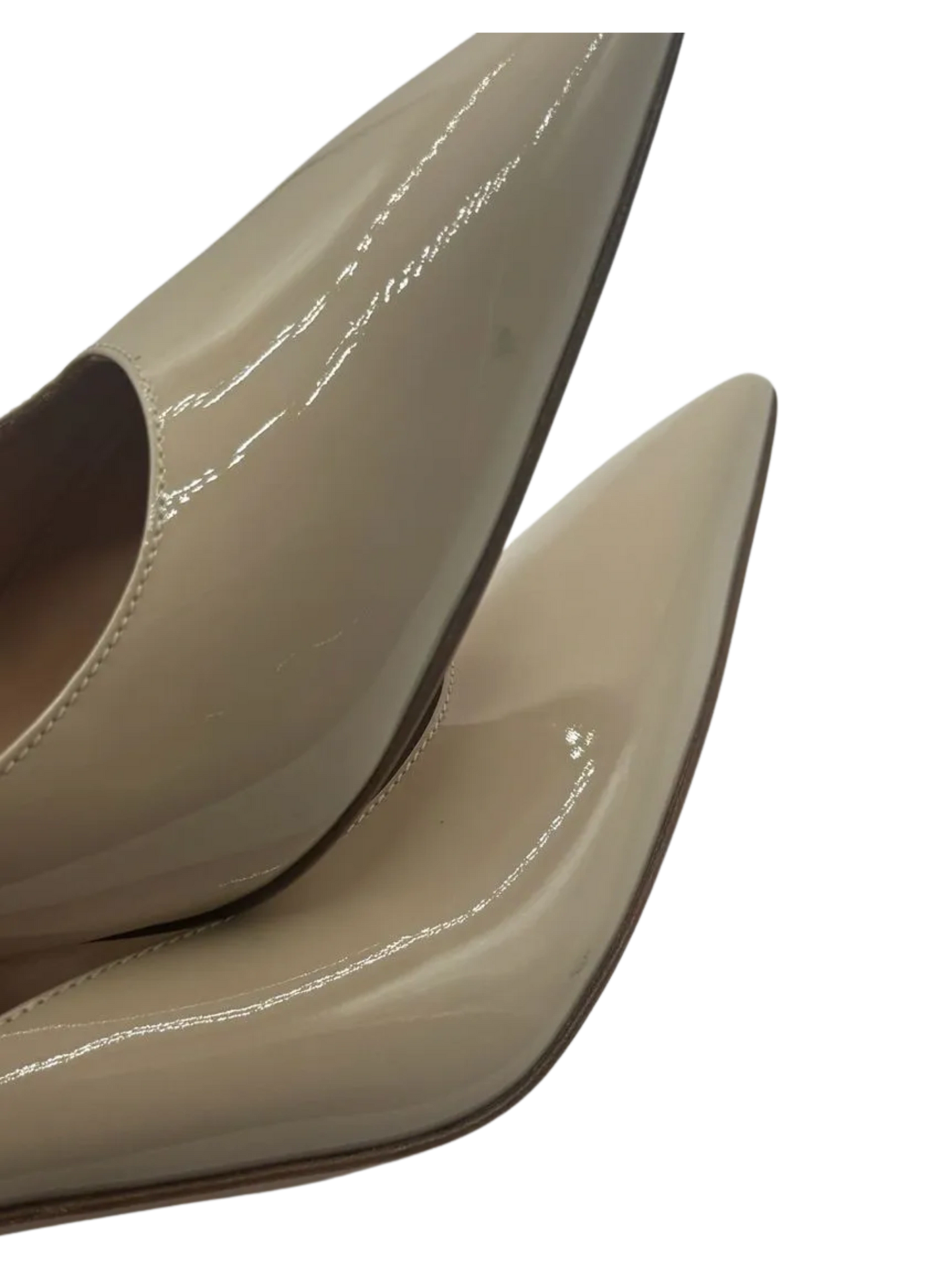 Gianvito Rossi Cream Patent Leather Paige Mules