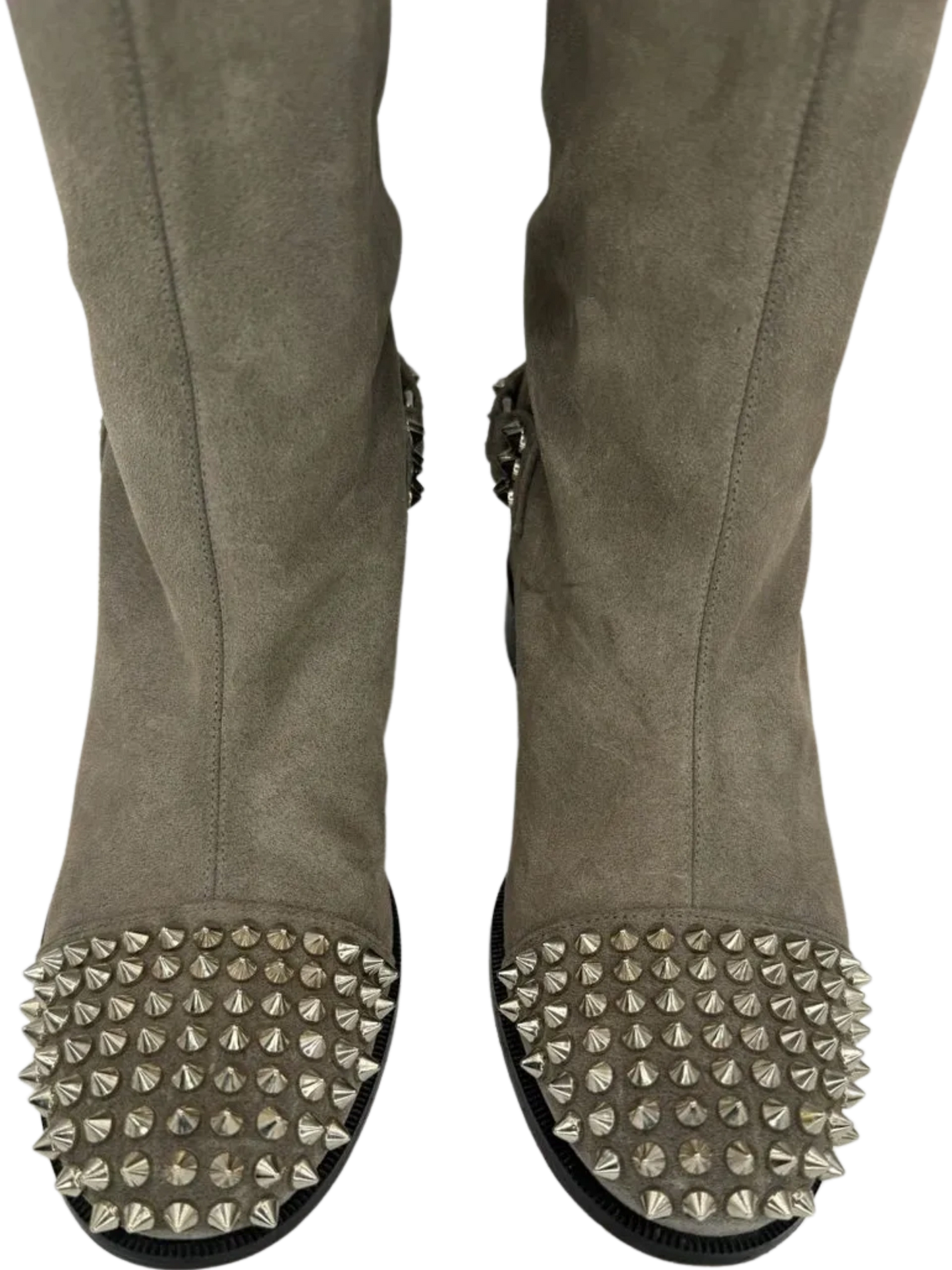 Christian Louboutin Egountina Gray Spike Suede Knee Boots Sz 39 $1500