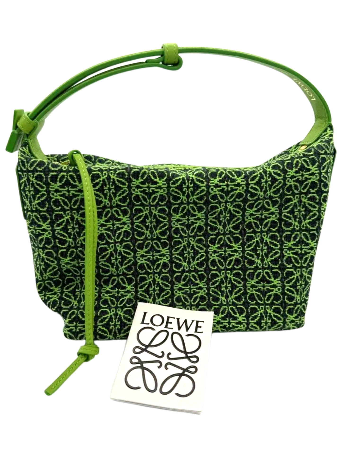 LOEWE Jacquard Anagram Calfskin Small Cubi Bag Apple Green