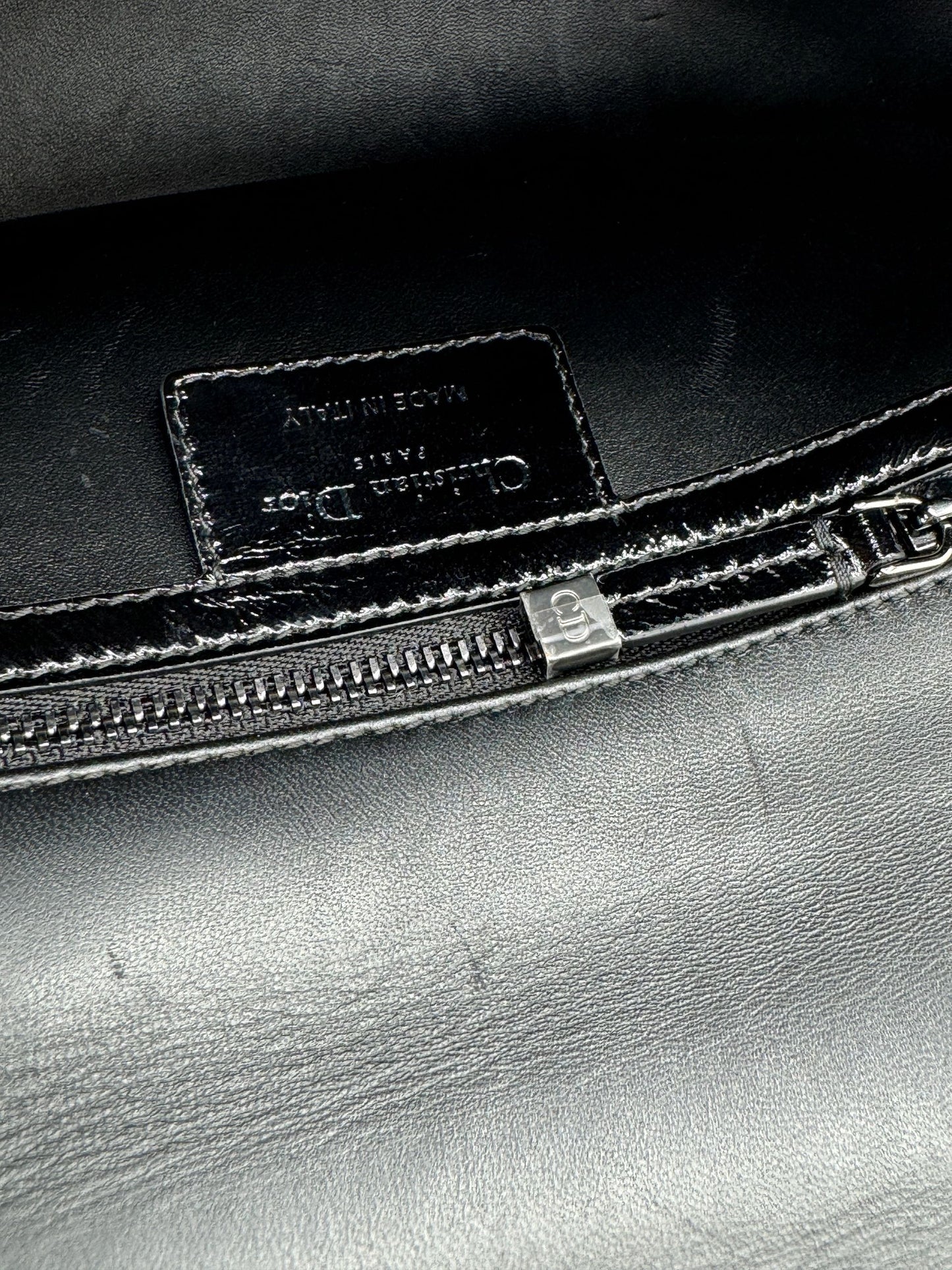 Christian Dior Black Patent Leather Caro Medium Bag