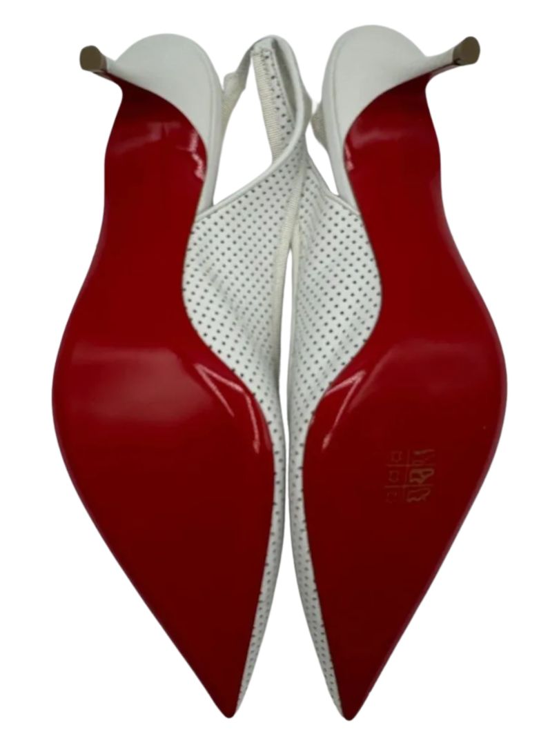 *NEW* Christian Louboutin HALL SLING PUMP Perforated Leather Heels - Suze 39.5