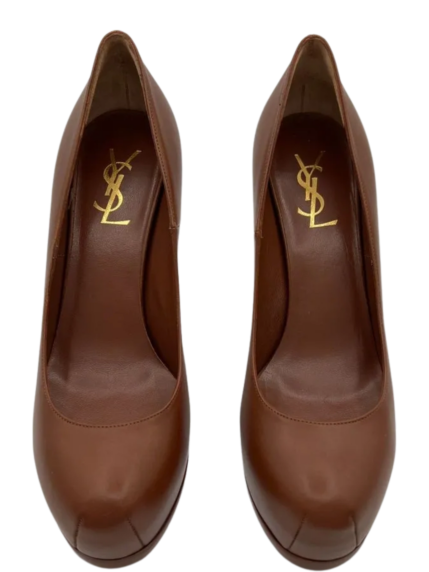 NEW YSL Cognac Leather Tribtoo Platform Heels