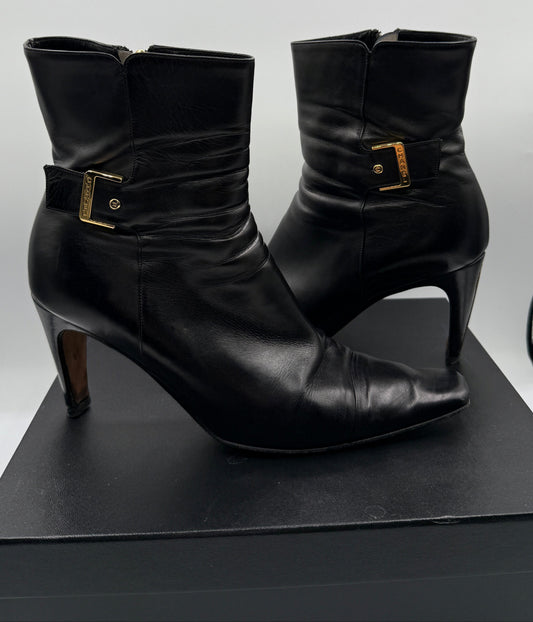 Chanel Black Booties with Branded Buckle - Size 40