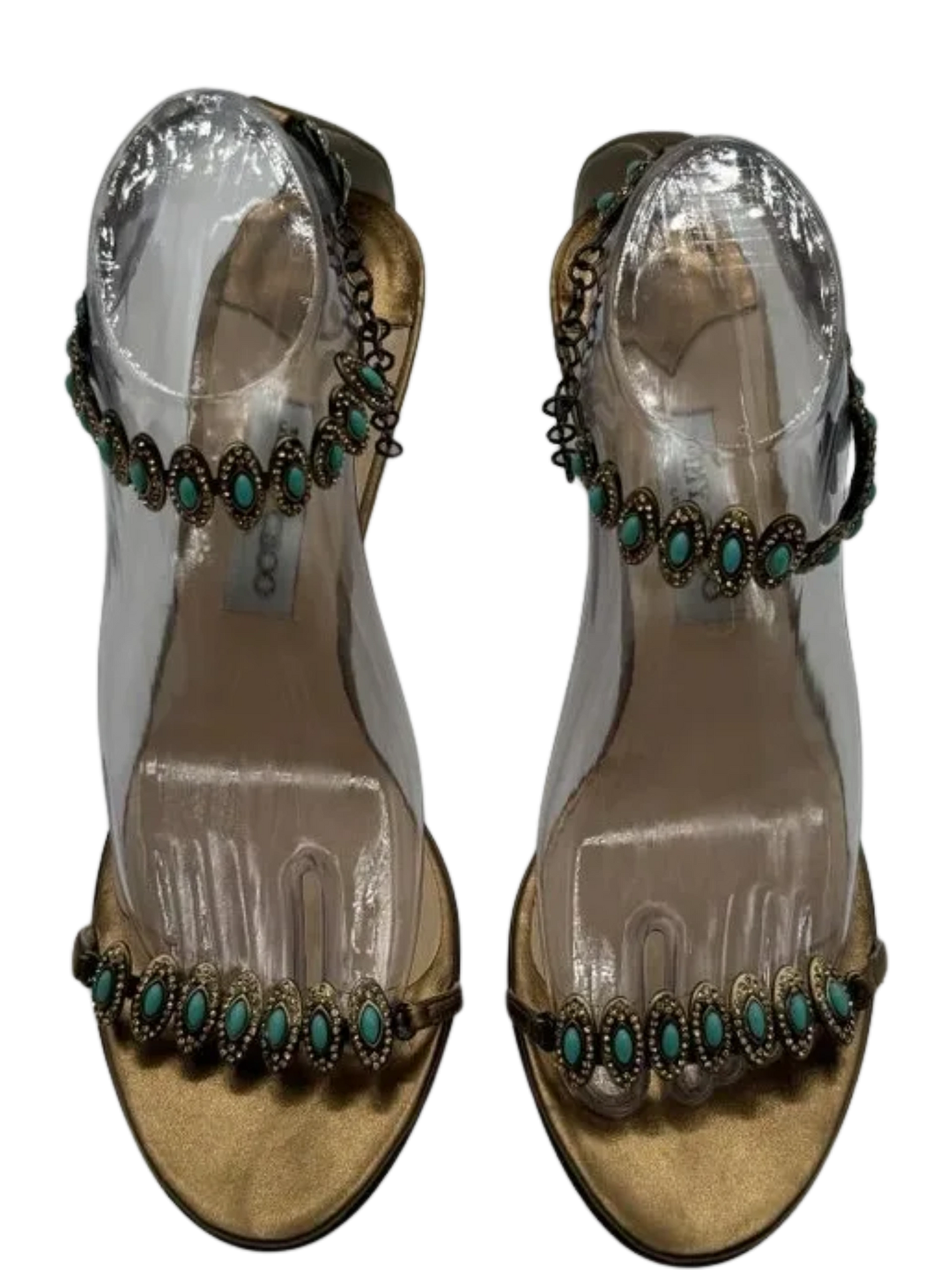 Jimmy Choo Heeled Sandals Adorned With Turquoise Jewels