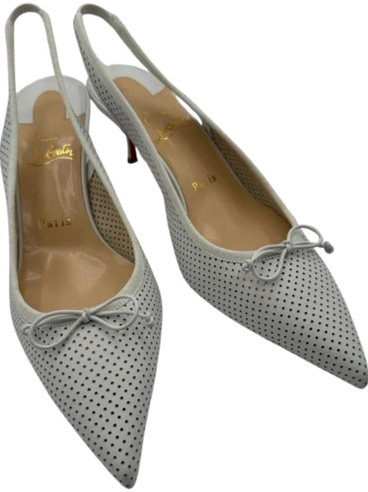 *NEW* Christian Louboutin HALL SLING PUMP Perforated Leather Heels - Suze 39.5
