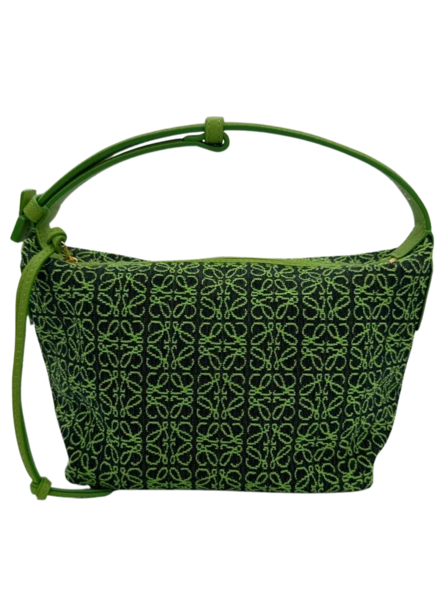 LOEWE Jacquard Anagram Calfskin Small Cubi Bag Apple Green