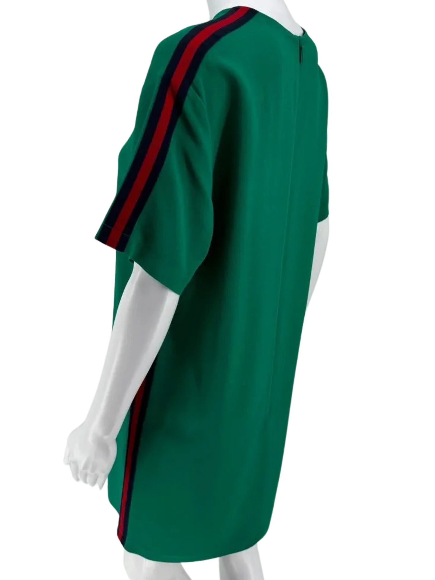 Gucci Dress Stretch Green Jersey Tunic with Iconic Ribbon