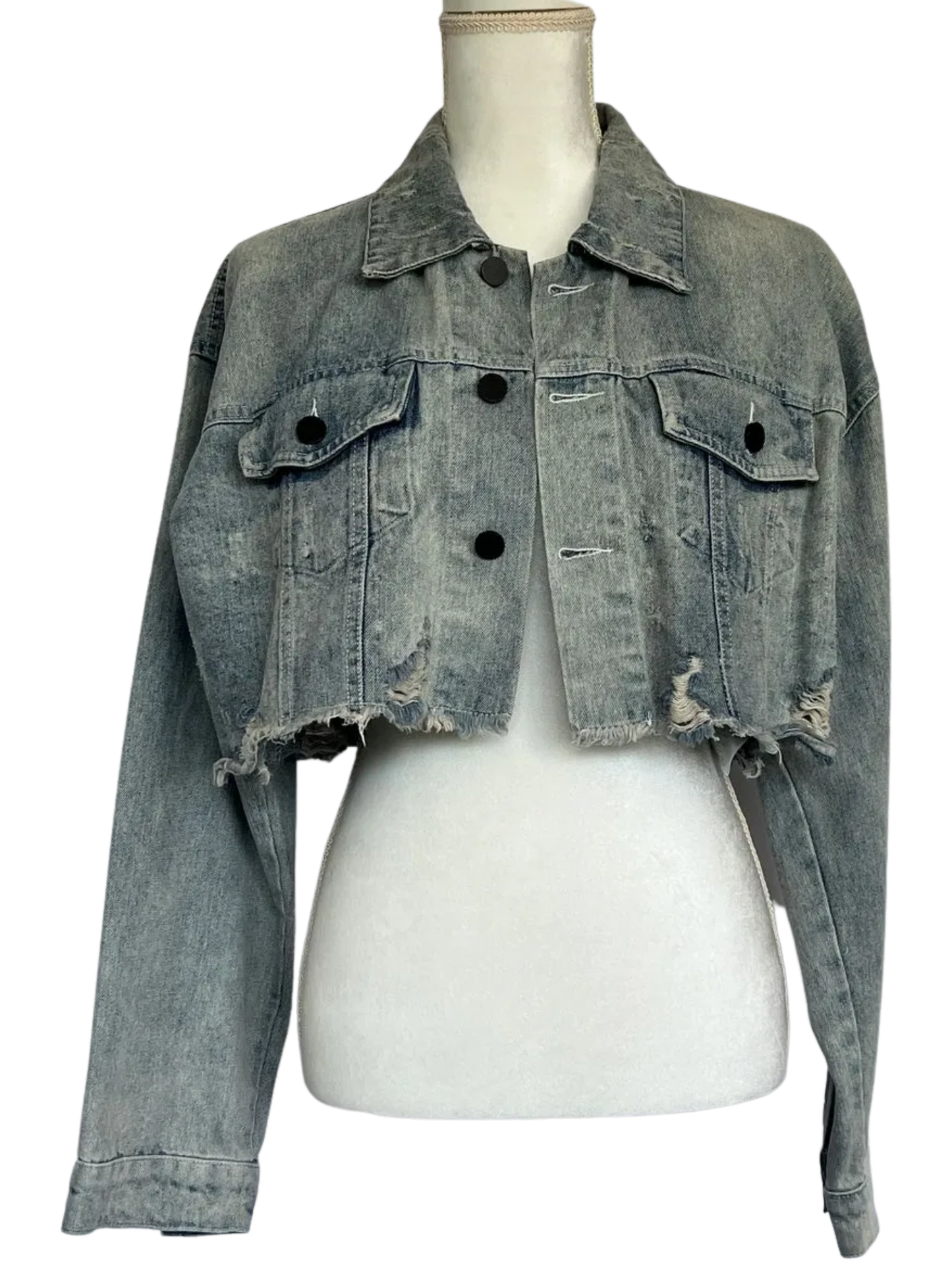 Alexander Wang Distressed Denim Crop Jacket