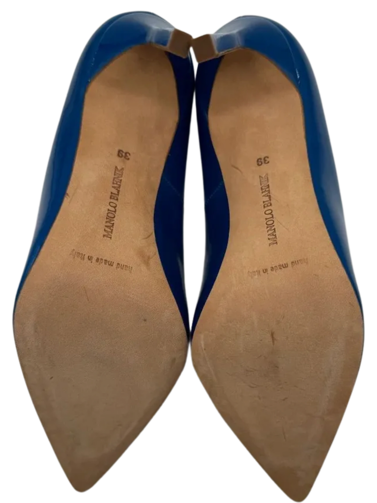 Manolo Blahnik Blue Patent Leather BB Pointed Toe Pumps