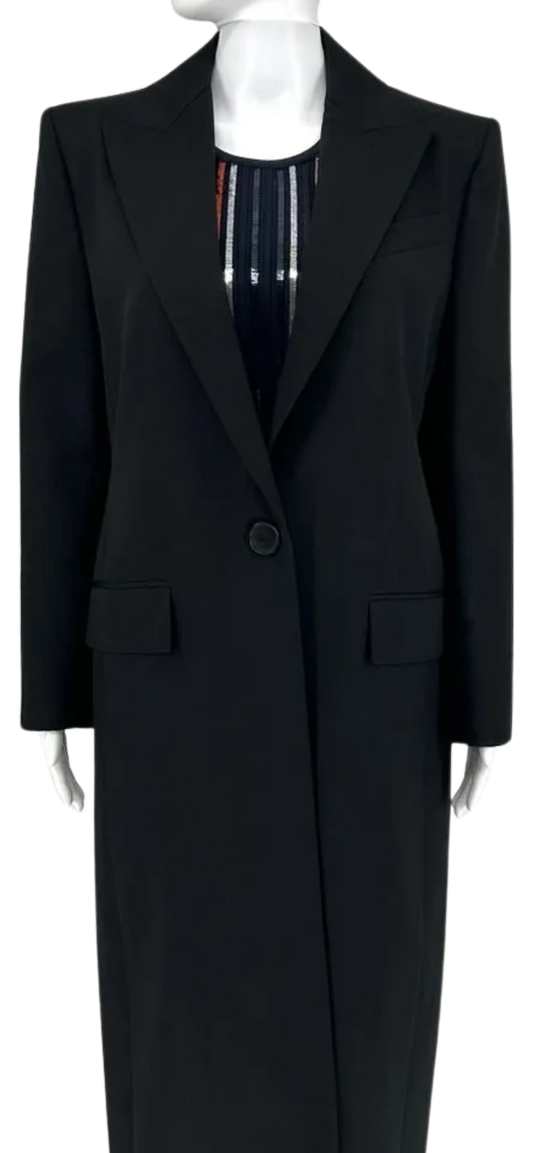 Givenchy Black Wool Gabrdine peaked lapel structured blazer style jacket/coat - Size 42