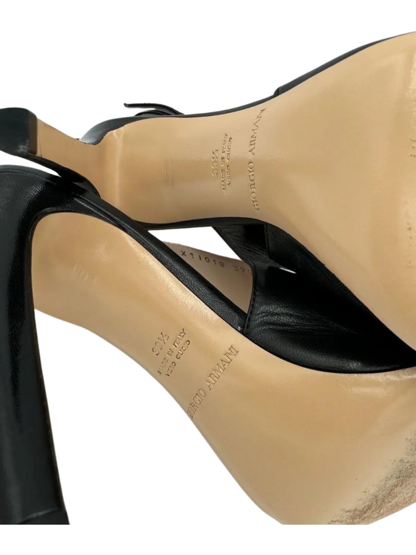 Giorgio Armani Black Leather Slingbacks