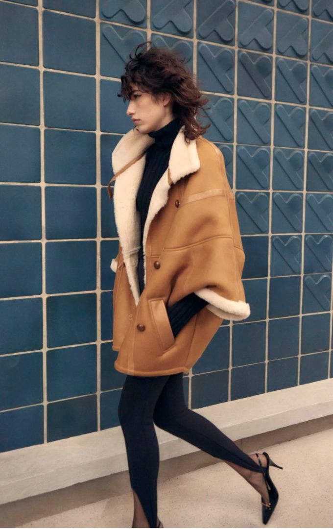 Saint Laurent Oversized Shearling Toggle Coat - Size 8