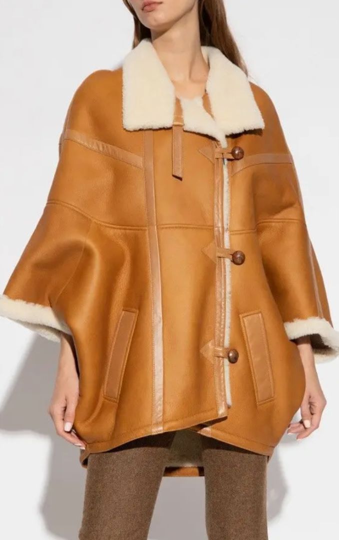 Saint Laurent Oversized Shearling Toggle Coat - Size 8