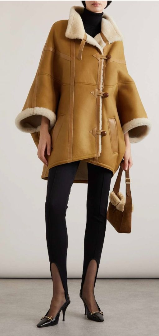 Saint Laurent Oversized Shearling Toggle Coat - Size 8