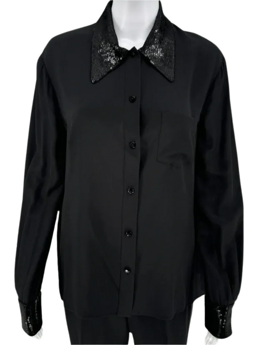 Miu Miu Sequin Embellished Silk Shirt - IT 48