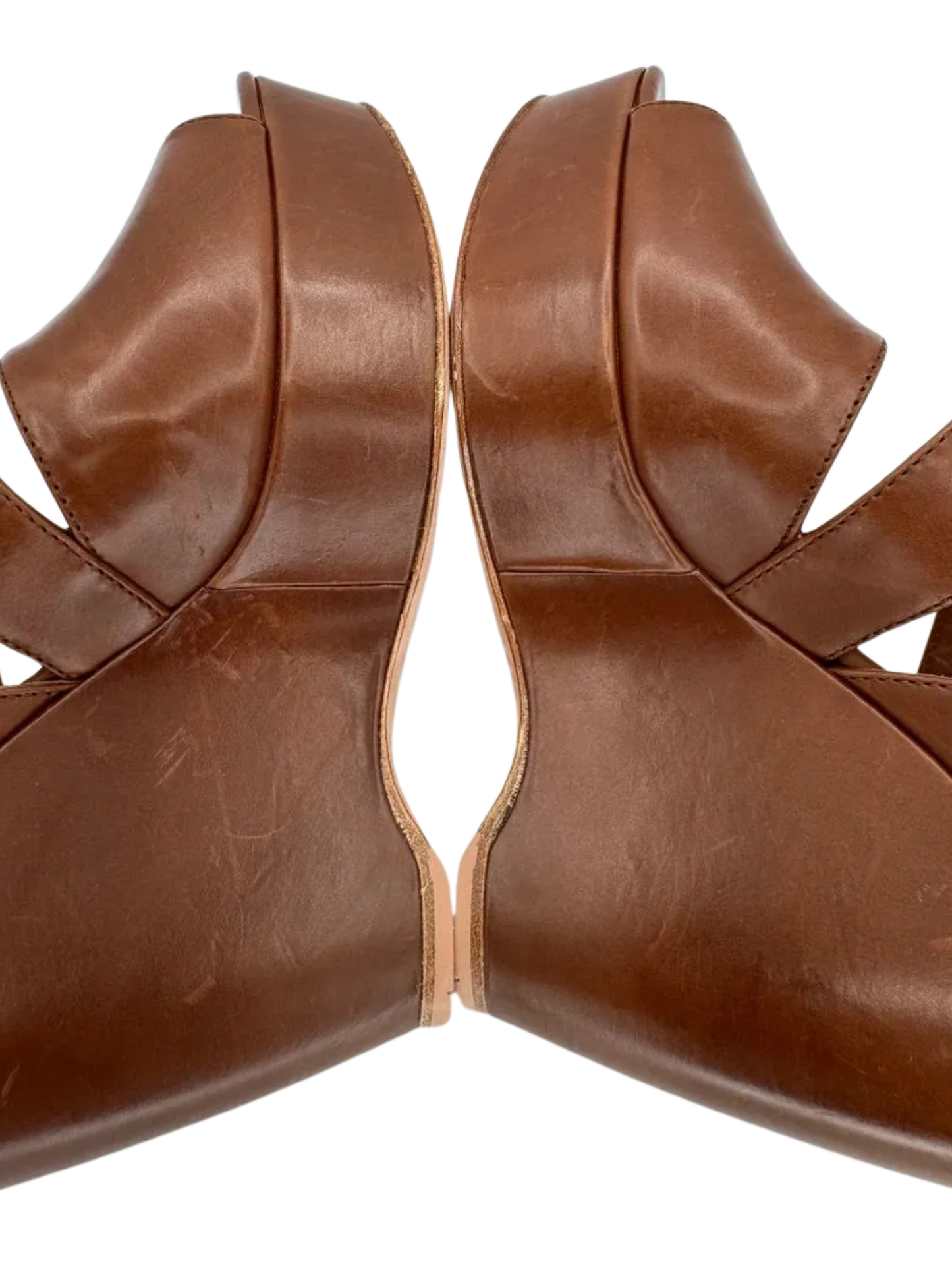 Prada Asymmetric Calfskin Wedge Sandal, Brown