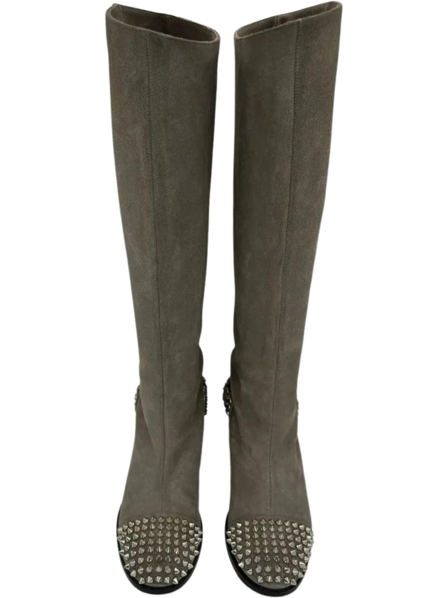 Christian Louboutin Egountina Gray Spike Suede Knee Boots Sz 39 $1500