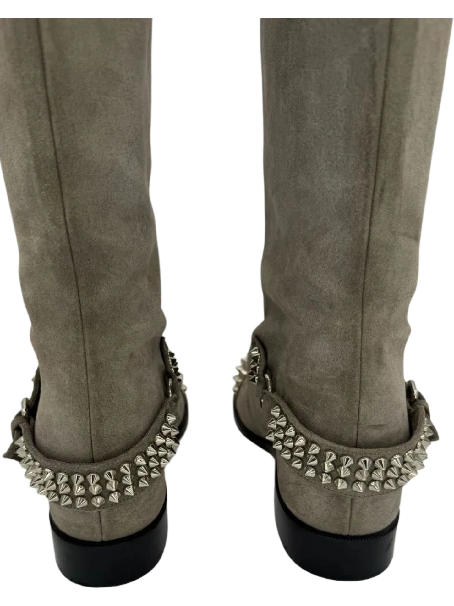 Christian Louboutin Egountina Gray Spike Suede Knee Boots Sz 39 $1500