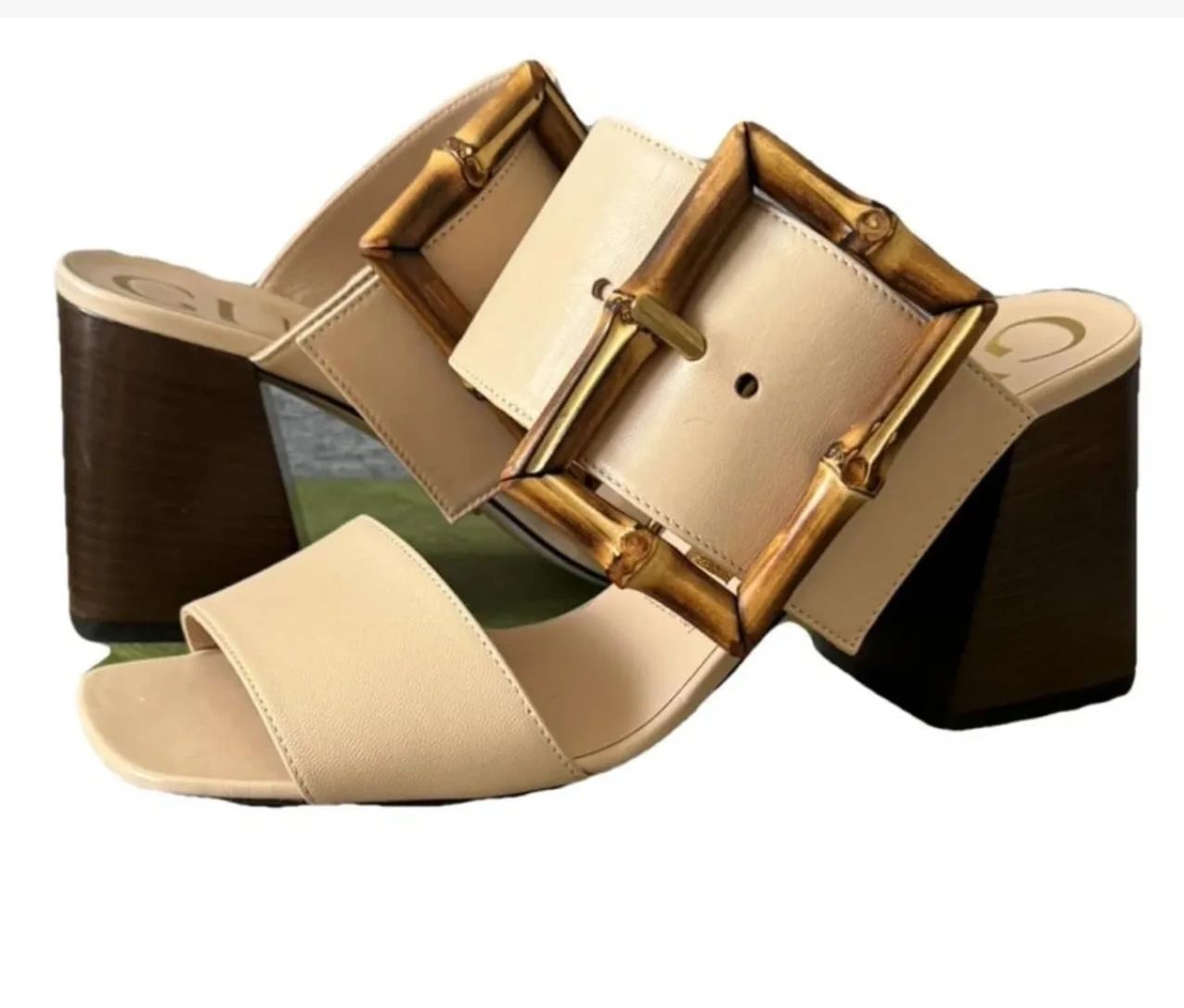 Gucci Beige Sandal With Bamboo Buckle