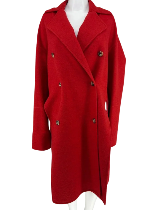 Celine Red double-faced Cashmere Oversized Peacoat. Size: 38/6