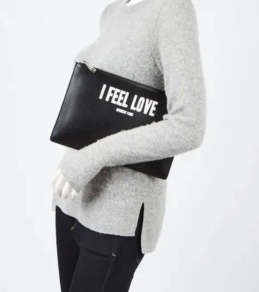 Givenchy Black Leather 'I Feel Love' Medium Clutch