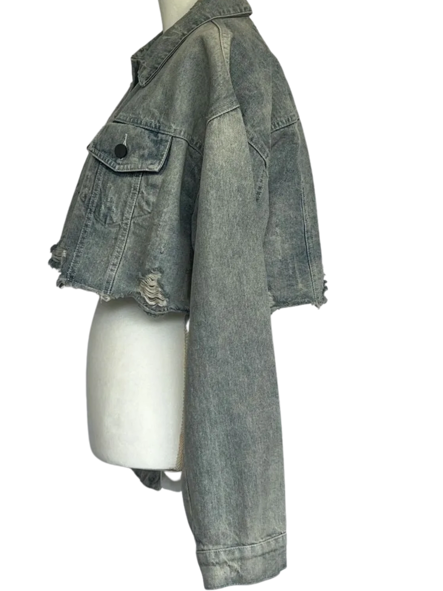 Alexander Wang Distressed Denim Crop Jacket