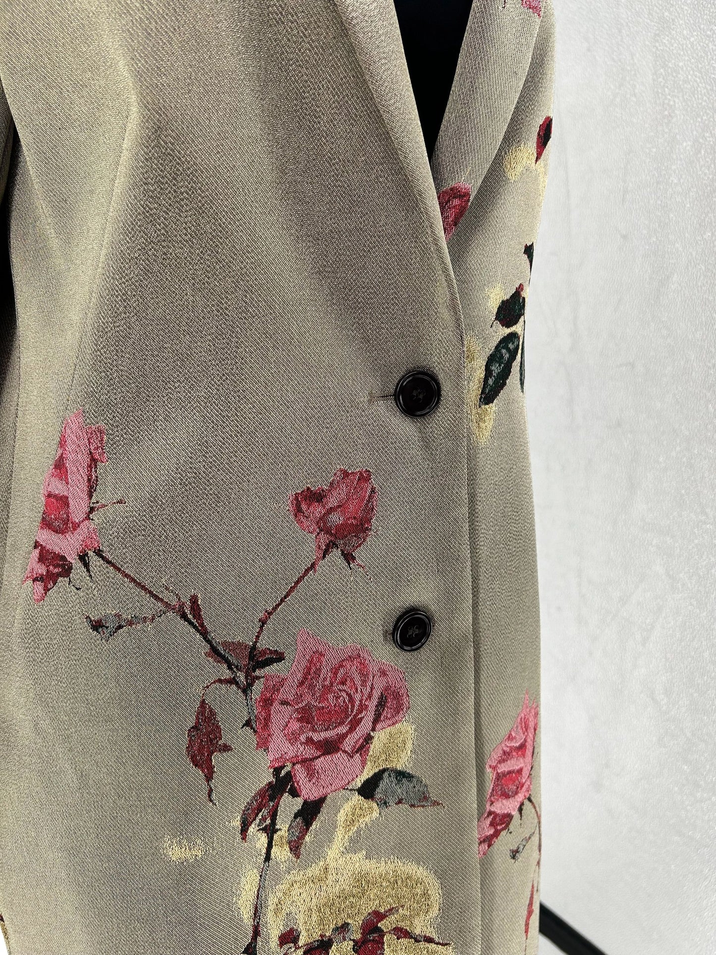 Dries Van Noten Olive Metallic Roses Duster/Jacket/Evening Coat Size 42