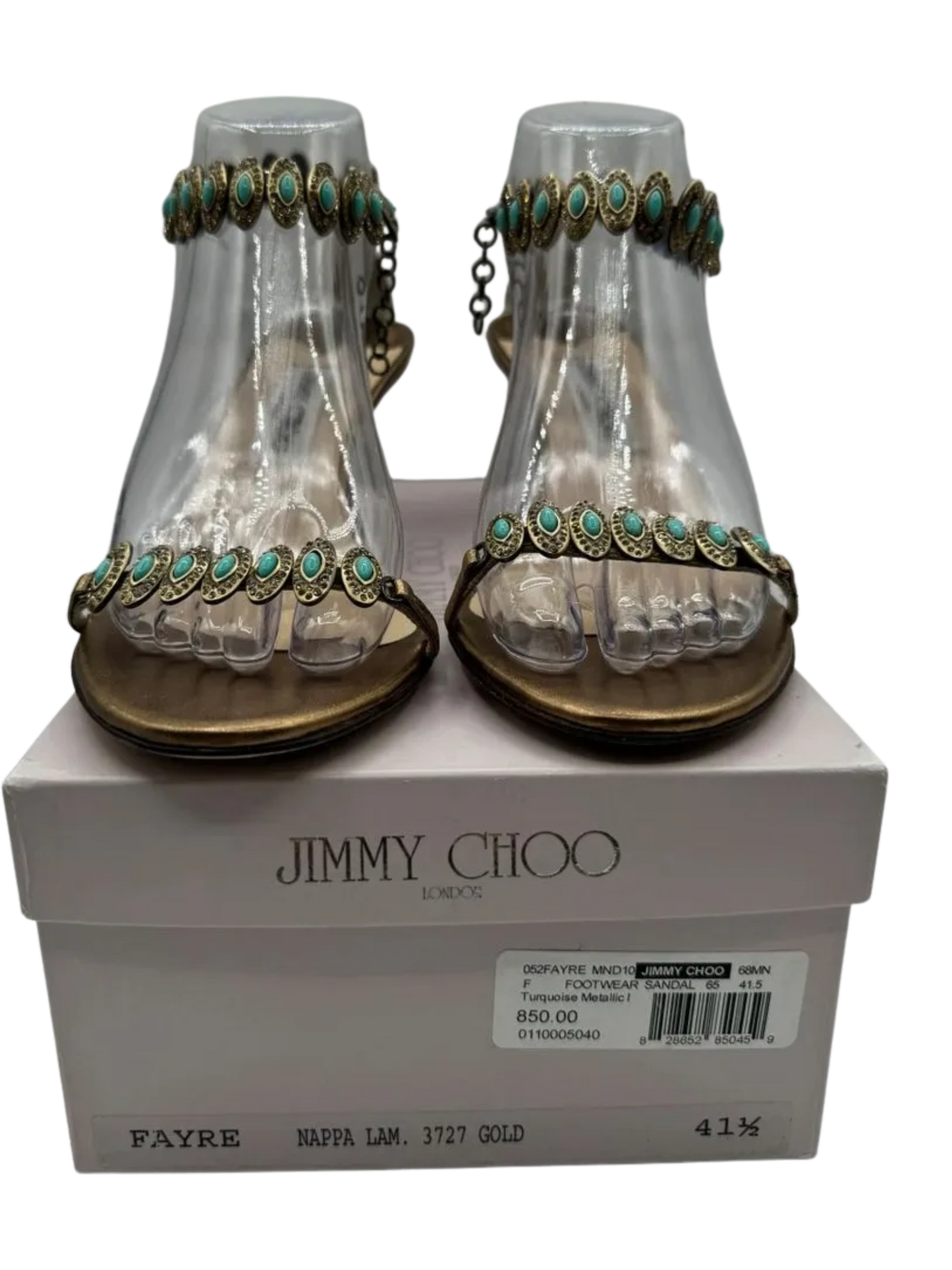 Jimmy Choo Heeled Sandals Adorned With Turquoise Jewels