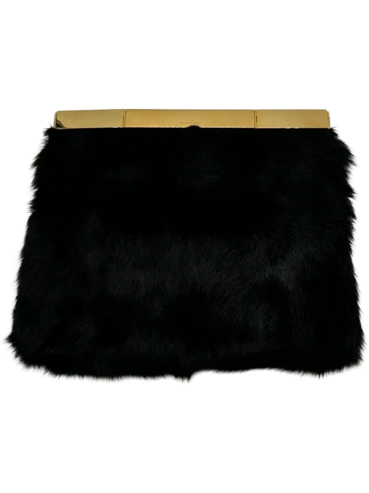 Saint Laurent Fur Courtney Fold-Over Clutch Black