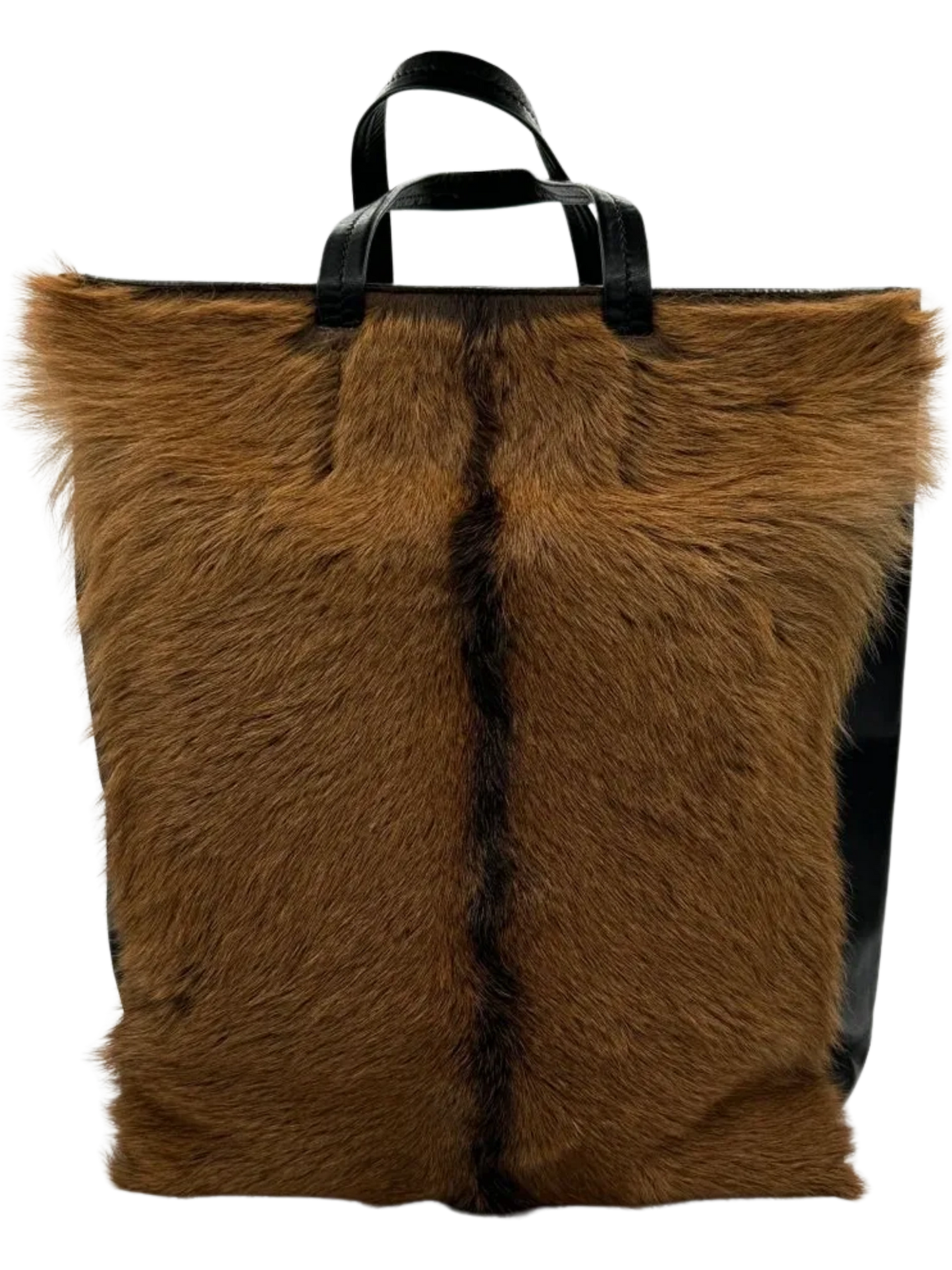 CELINE Vertical Cabas Black/Brown Fur & Leather Large Tote