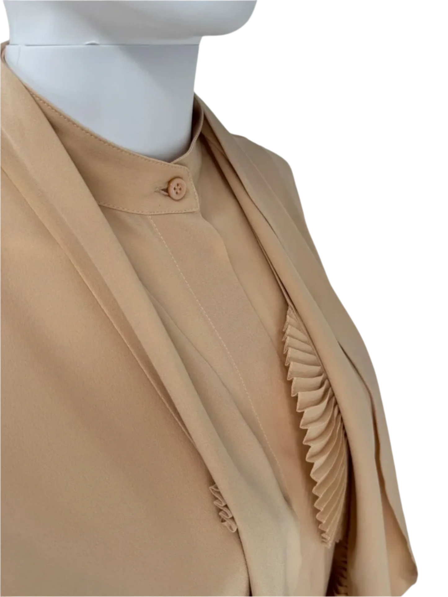 NWT Givenchy Silk Shirt With Detachable Pleated Scarf In Blush - FR 34