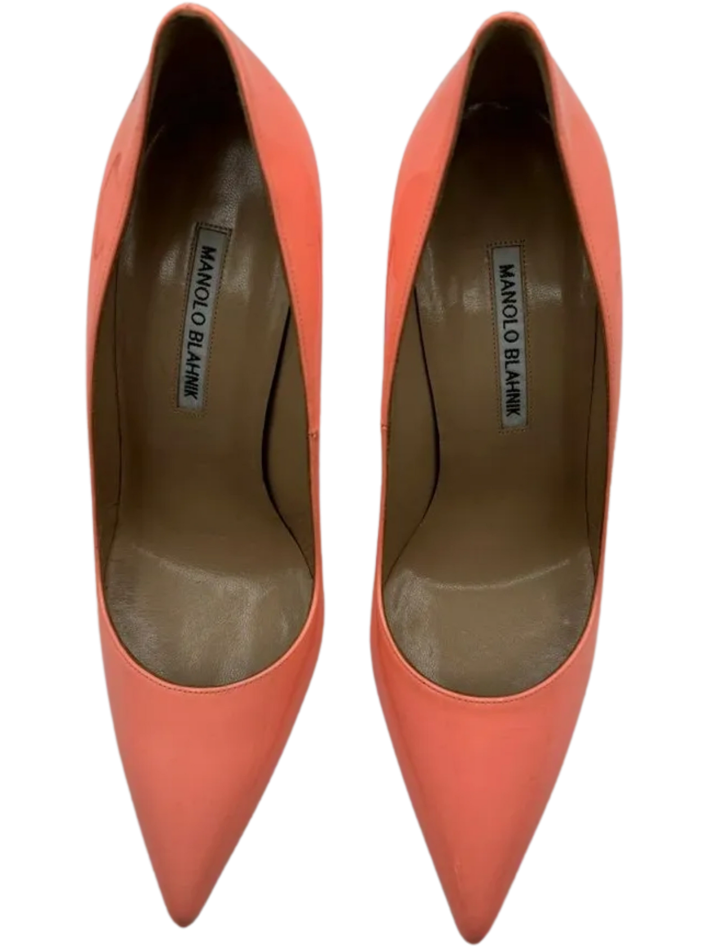 Manolo Blahnik “BB” Pointy-Toe Pumps in Coral 2014 Resort Collection