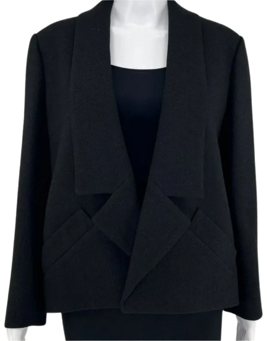 CHANEL 2014 Black Wool Crepe Jacket - Size 42