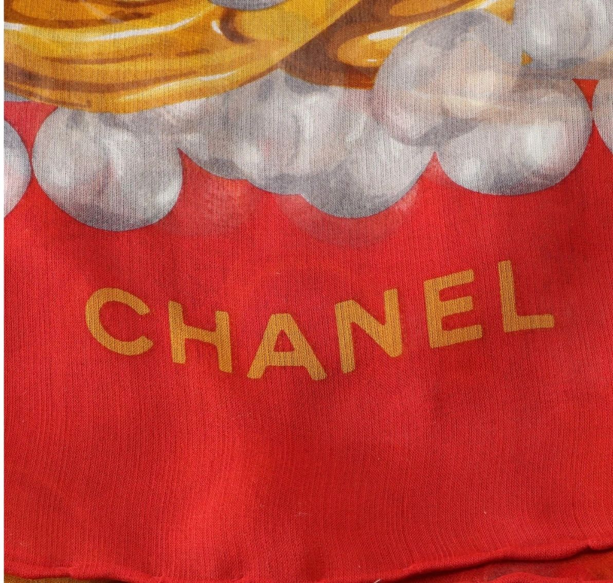 Large Chanel Gripoix Silk/Chiffon Scarf