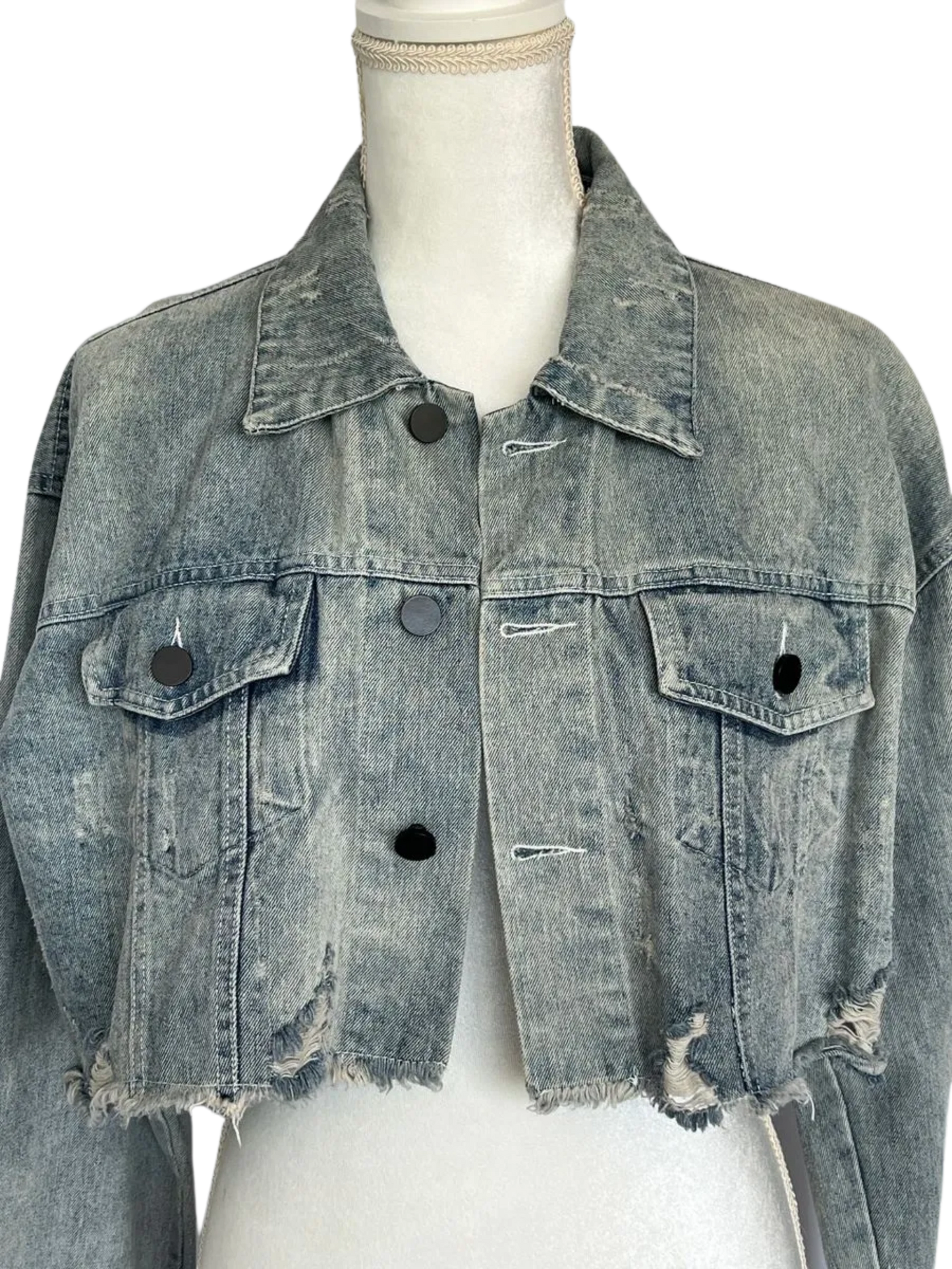 Alexander Wang Distressed Denim Crop Jacket