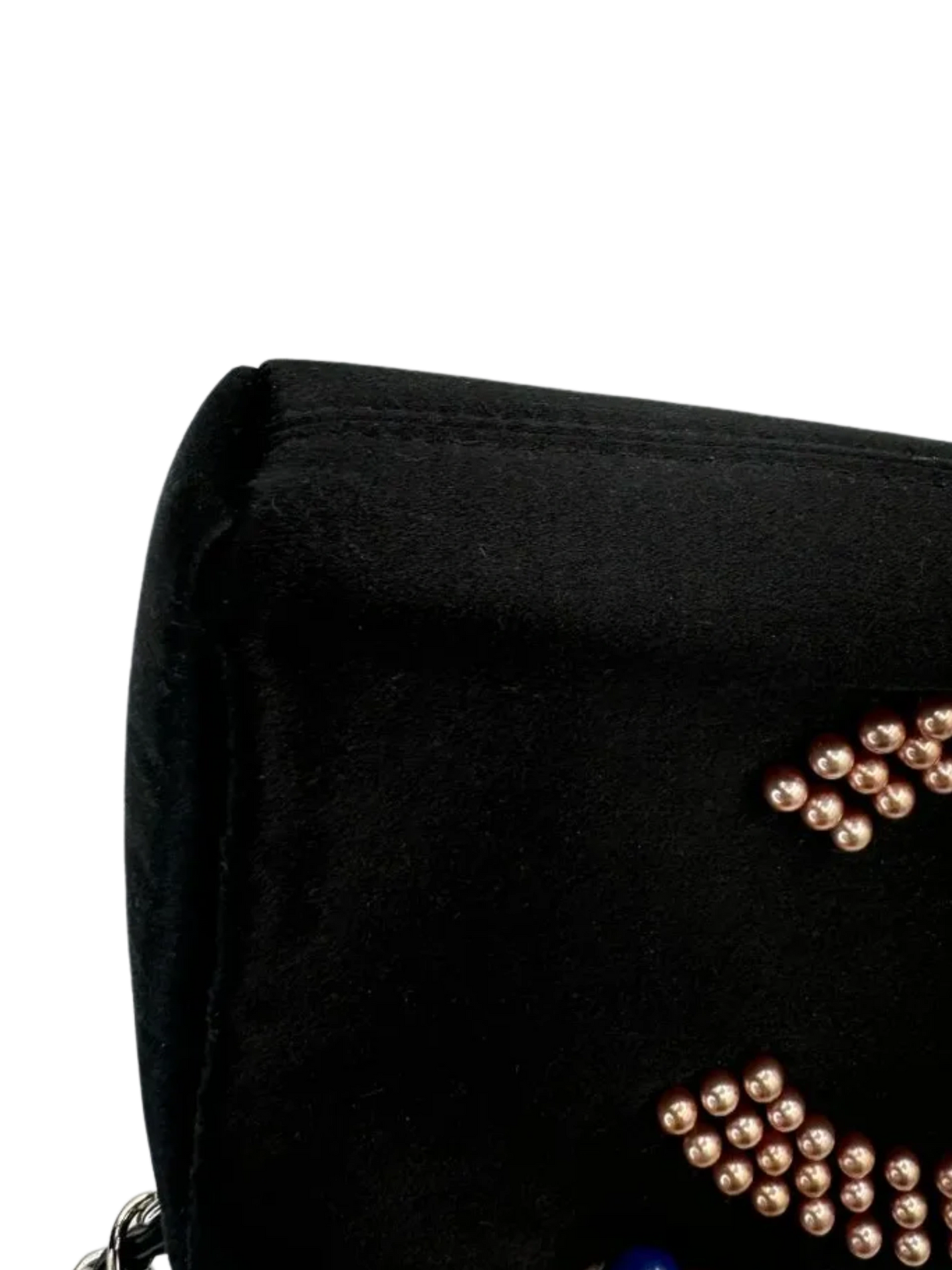 Chanel Black Satin Baguette Pochette Beaded Shoulder Bag