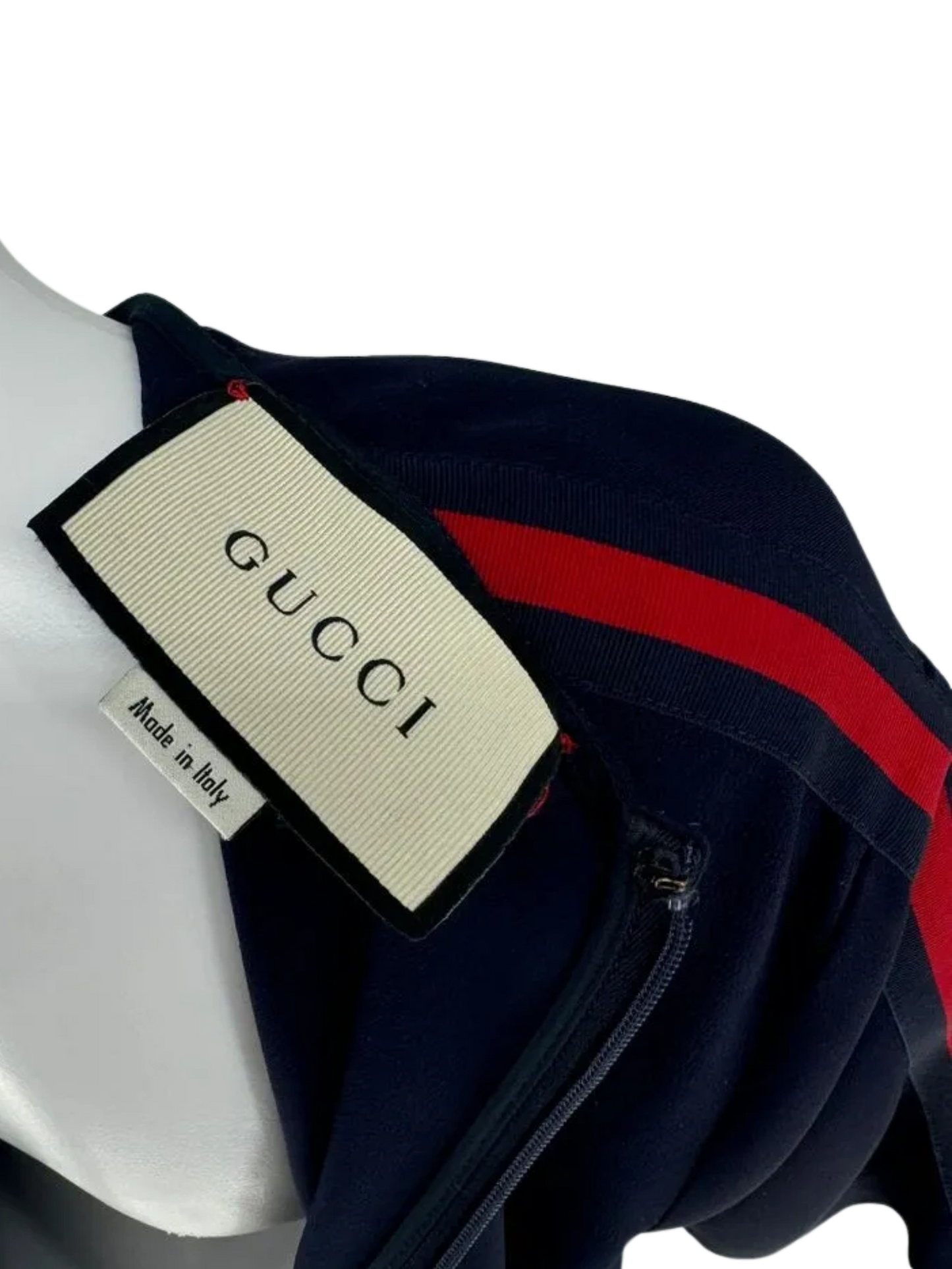 Gucci Dress Stretch Blue Jersey Tunic with Iconic Ribbon