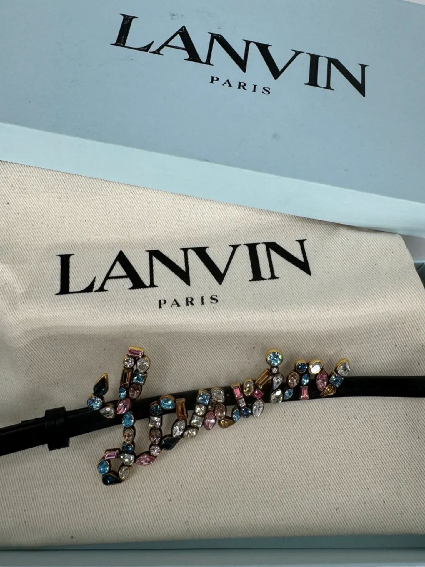 Lanvin Jewelled Logo Detailed Belt