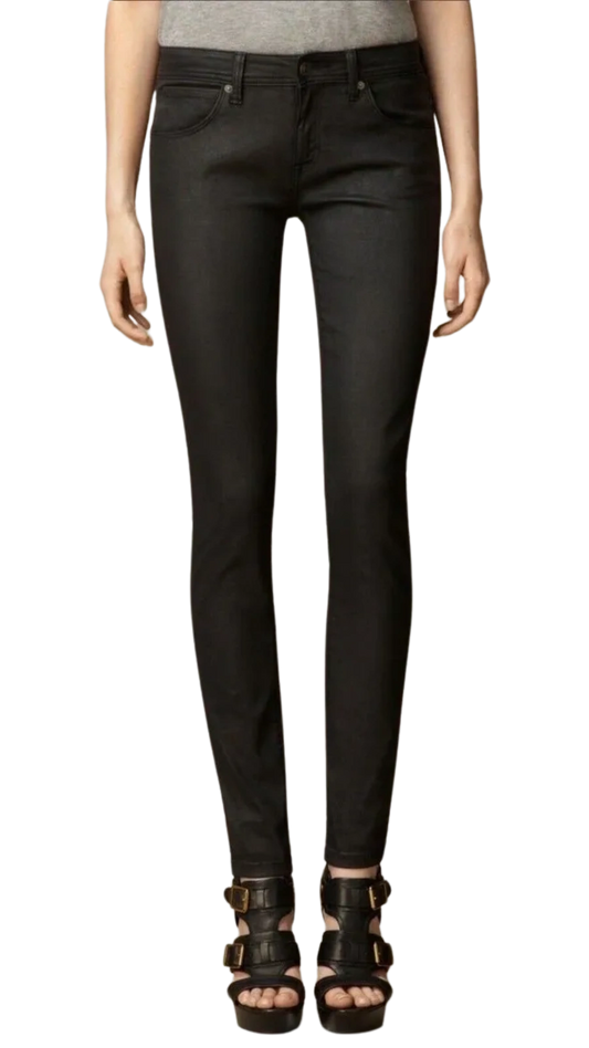 Burberry Wax Coated Skinny Low Rise