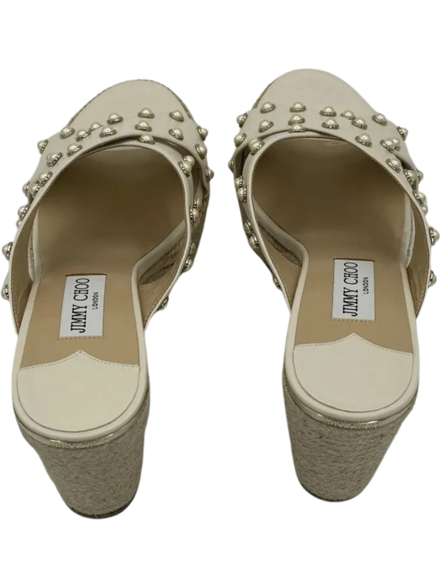 *NEW* Jimmy Choo Dovina Studded Creamy White Wedge Sandals