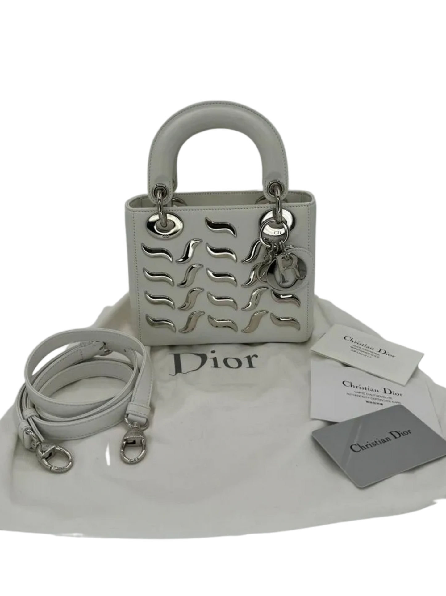 Christian Dior Leather & Metal Embellished Mini Lady Dior Bag