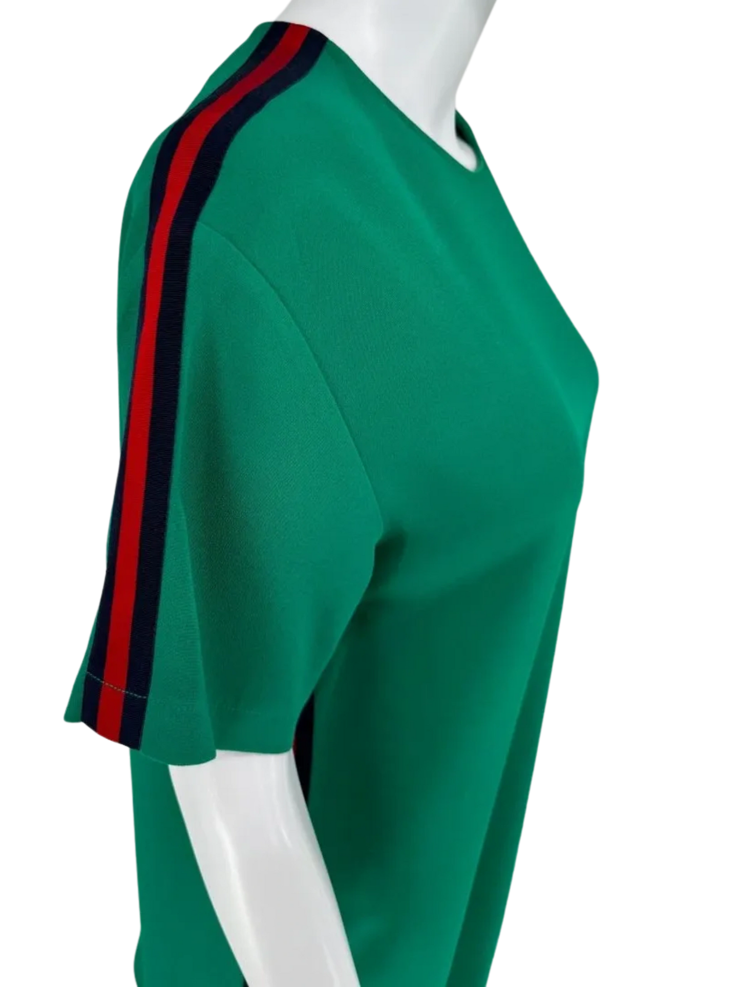 Gucci Dress Stretch Green Jersey Tunic with Iconic Ribbon