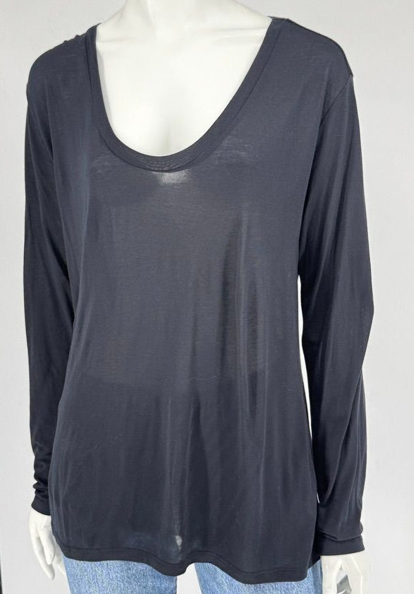 L’Agence Black Long Sleeve Scoop Neck Top – Size L