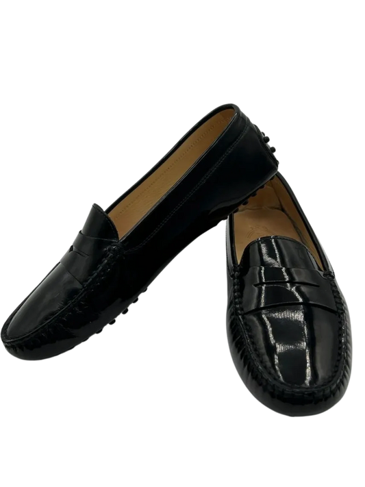 TODS Gommino Black Patent Leather Driving Loafers