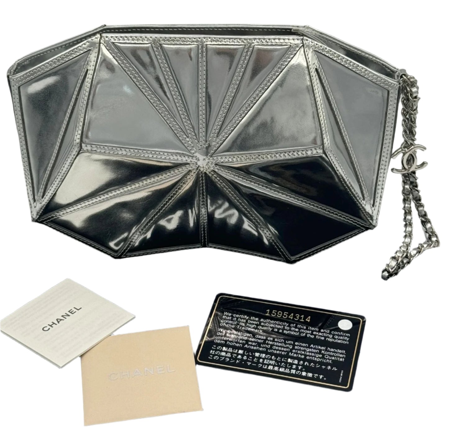 S/S 2012 Chanel Midnight Swim Silver Clutch in Patent Leather