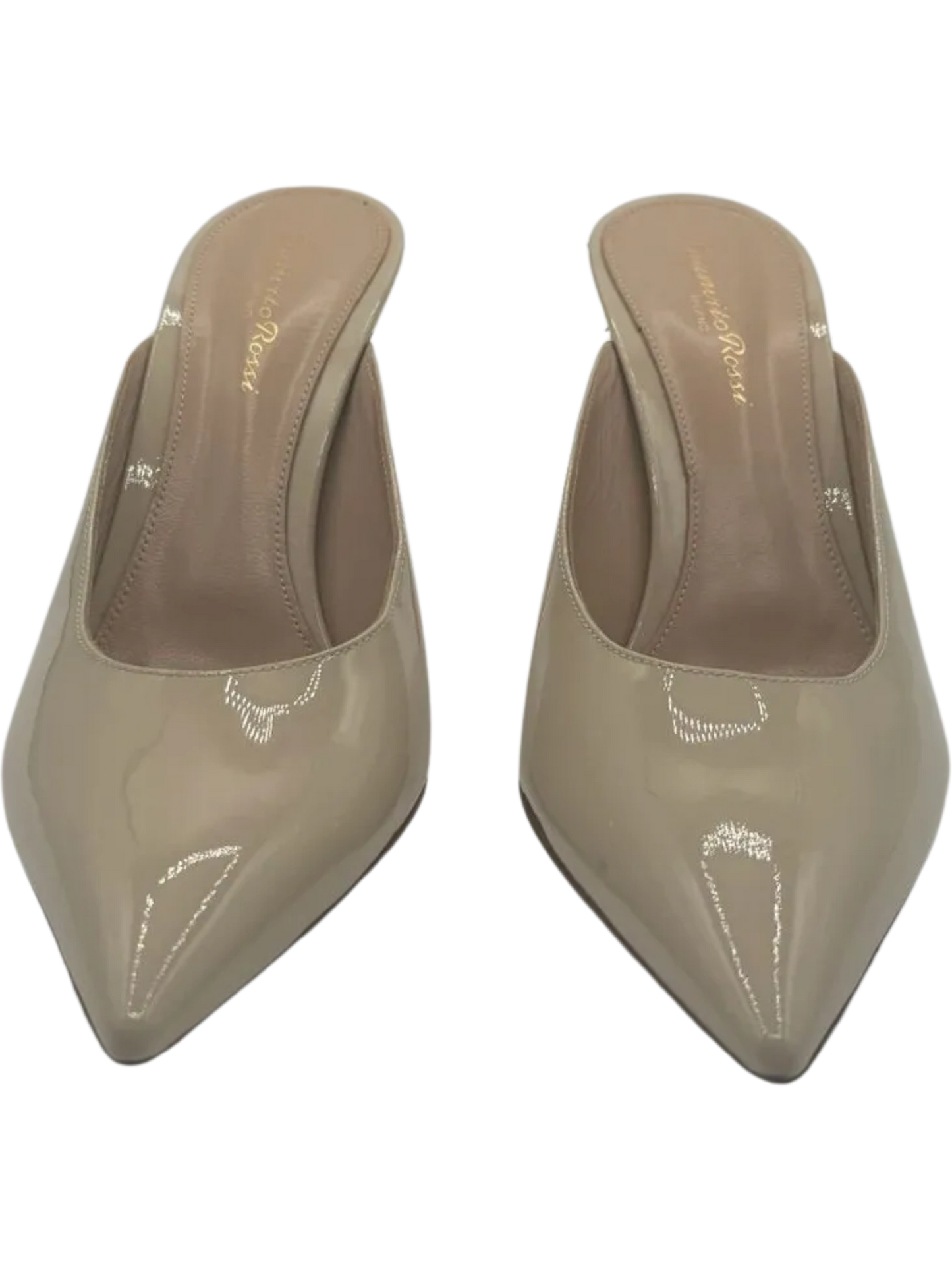 Gianvito Rossi Cream Patent Leather Paige Mules